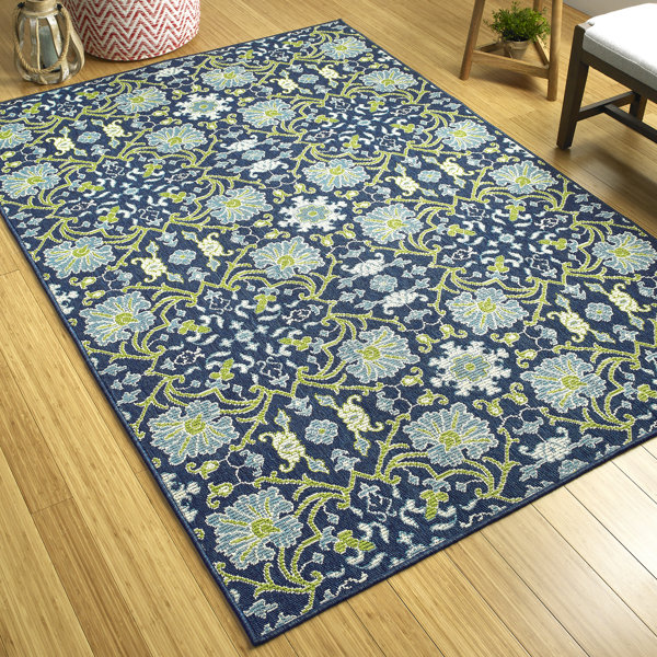 Canora Grey Kirsty Floral Indoor / Outdoor Area Rug in Navy & Reviews